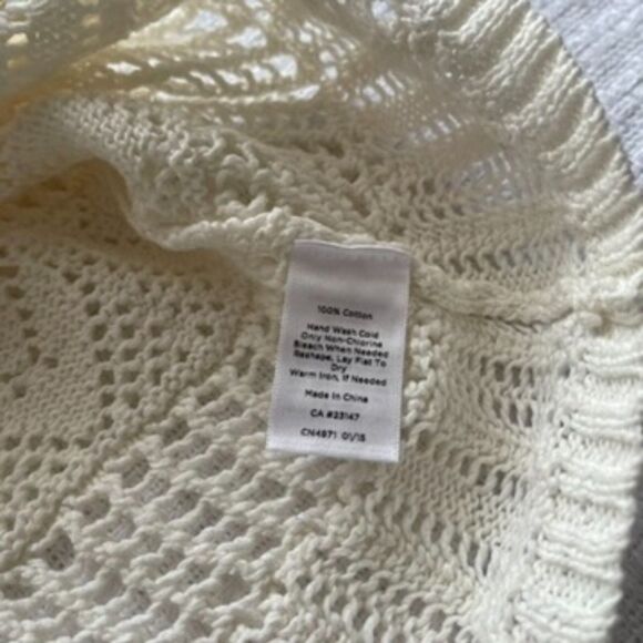 PL Talbots Cream Crochet Style Short-Sleeve Sweater - Picture 5 of 7